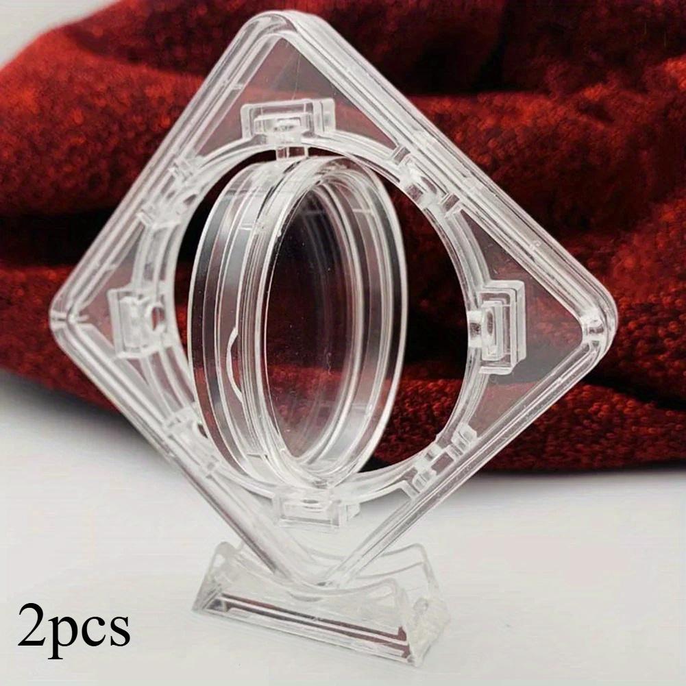 2pc Commemorative Coins Protection Box Acrylic Coin Display Boxes Transparent Box 40mm Bare Coins For Rotating Brackets Storage