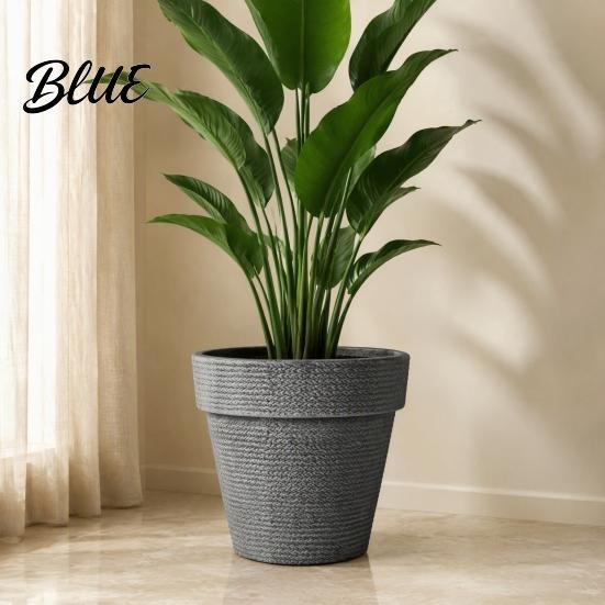 Sun Proof Anti Aging Plant Containers Round Large Planter with Drainage Hole 12 Inch Dia Stone-Look Flower Sturdy Resin Pots for Backyard Landscaping