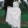Women's White One-Shoulder Knit Dress, A-Line Long Sleeve, Pure Desire Style for Autumn 2026