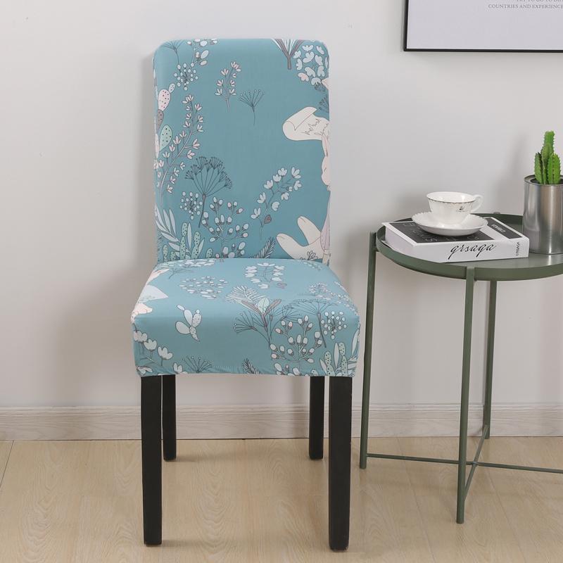 1Piece Printed Dining Room Chair Cover Spandex Elastic Stretch Slipcovers for Kitchen Hotel Banquet Living Room Home Decoration