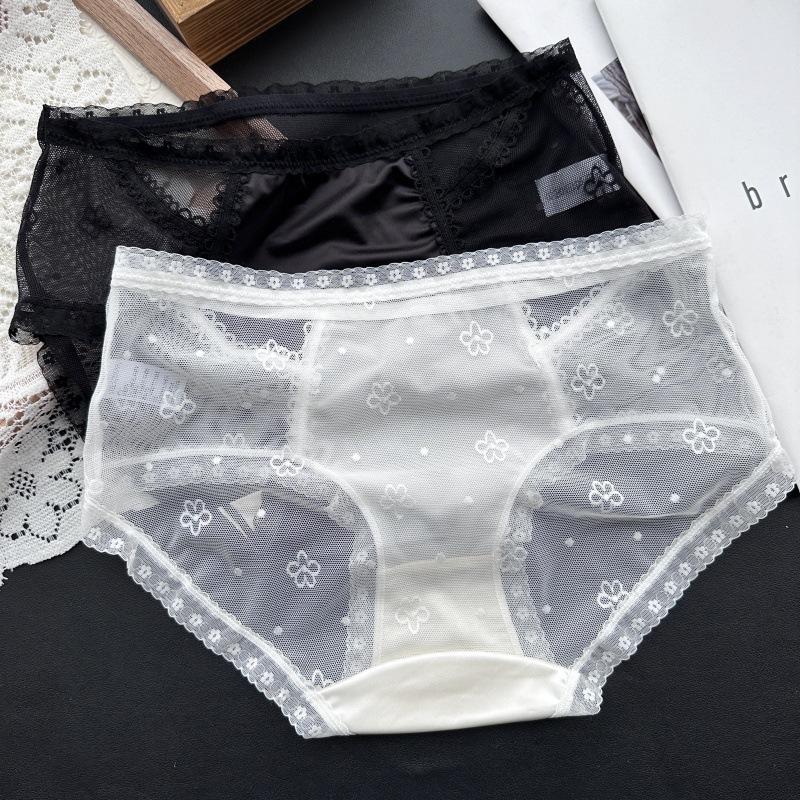 Ladies Spring and Summer Senior Feeling In The Waist Mesh Ice Silk Hollow Sexy Underwear