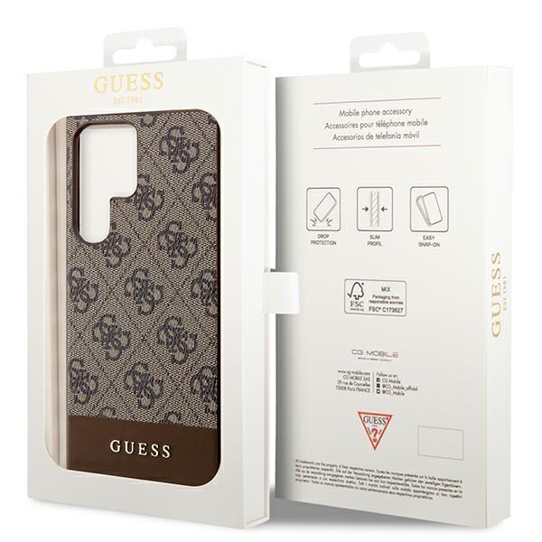 Guess Guhcs24Lg4Glbr S24 Ultra S928 Brązowy/Brown Hardcase 4G Stripe Collection