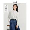INMAN Women's Lace-Trim Linen Lyocell Shirt