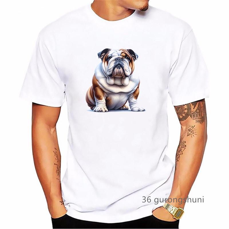 British Bulldog Dog Animal Printed T Shirt Men Clothes 2024 Summer Fashion Short Sleeve TShirt Homme Harajuku Shirt