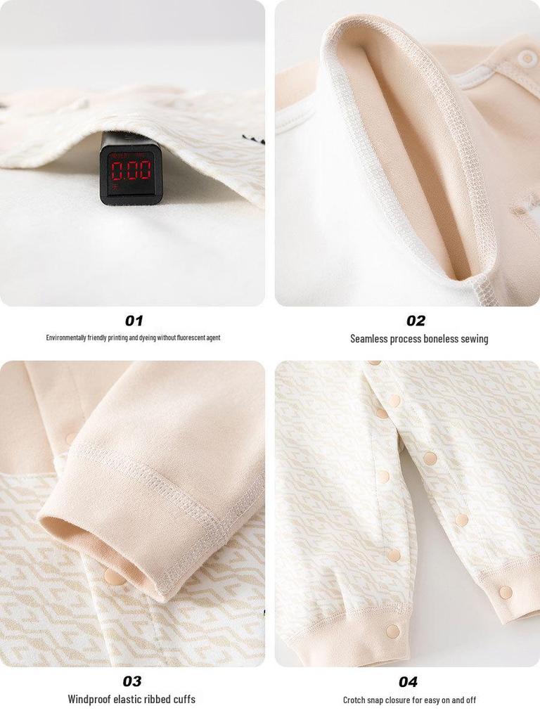 European-Style Velvet Cotton Baby Jumpsuit: Soft Long Sleeve Bodysuit for Newborns