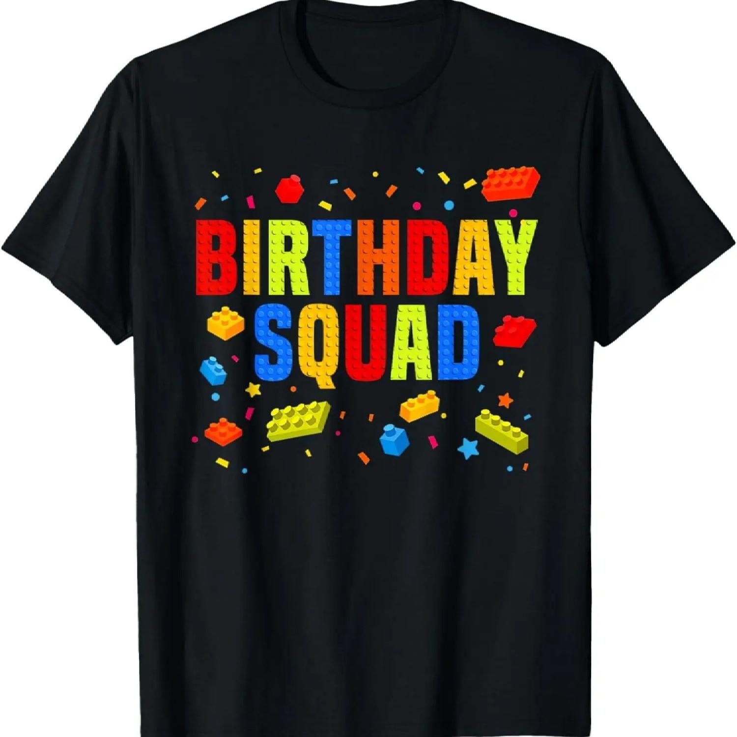 Brick Builder Funny Blocks Master Builder Birthday Squad T-Shirt S