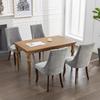 Rayon Cloth Flocking Linen Dining Chairs Channel Kitchen Dinner Chair Comfy Fabric Upholstered Accent Chair for Dining Room with Curved Solid Wood