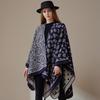 Autumn/Winter Double-Sided Slit Shawl - Leopard Print & Polka Dot Warm Cloak for Women