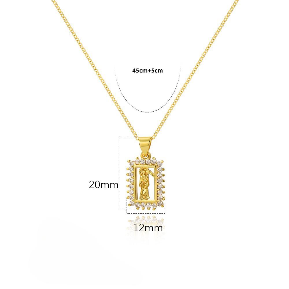 Pendentif Madonna incrusté de Zircon, collier en forme de O, pendentif déesse à breloque féminine