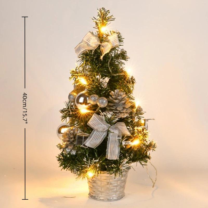 40 cm Weihnachtsbaum Nachtlicht LED-Licht Kiefernnadelbaum Mini Weihnachtsbaum Weihnachtsdekoration Tischschmuck Jahresgeschenk