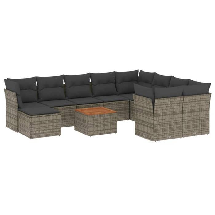VidaXL Salon de Jardin avec Coussins 11 pcs, Canapés de Terrasse, Ensemble de Meubles de Patio, Mobilier d'Extérieur, Gris 3256305