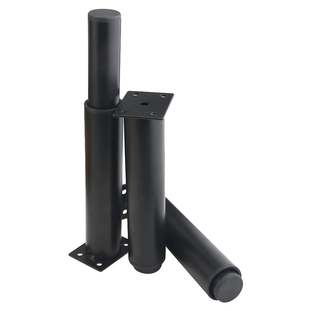 XINMEIWEN 4-Pack Metal Adjustable Furniture Legs, Cabinet Legs, Heavy-Duty Bed Center Frame Slat Support Legs for Table, Bed, Sofa (7.1"-12"), Black