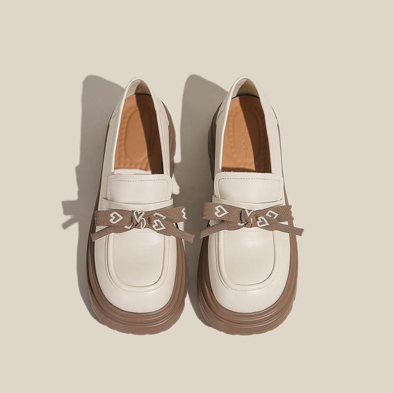 Wish Platform Oxford Shoe Style College Small Leather Shoes Shallow Mouth Butterfly Students Thick Heel Shoes
