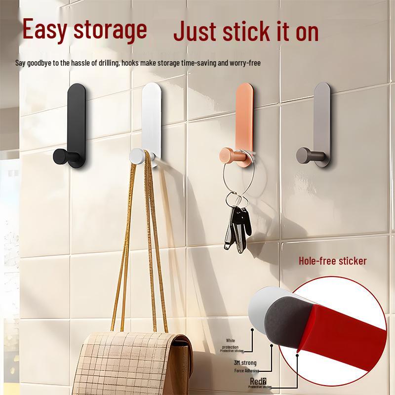 No-Drill Strong Adhesive Aluminum Hook for Bathroom or Door