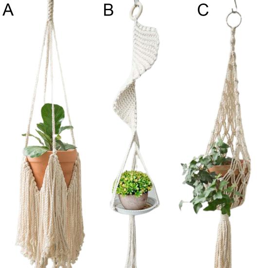 Hängender Übertopf mit Quasten, handgewebte Baumwoll-Blumentöpfe, Gobelin-Netzbeutel, Heimdekoration