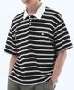 TRIP LE SENS Surfer Stripe Waffle Polo Shirt_Black