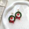 Retro Mistletoe Christmas Earrings Bowknot Heart Ear Studs Sweet Plush Xmas Pendant  Unisex