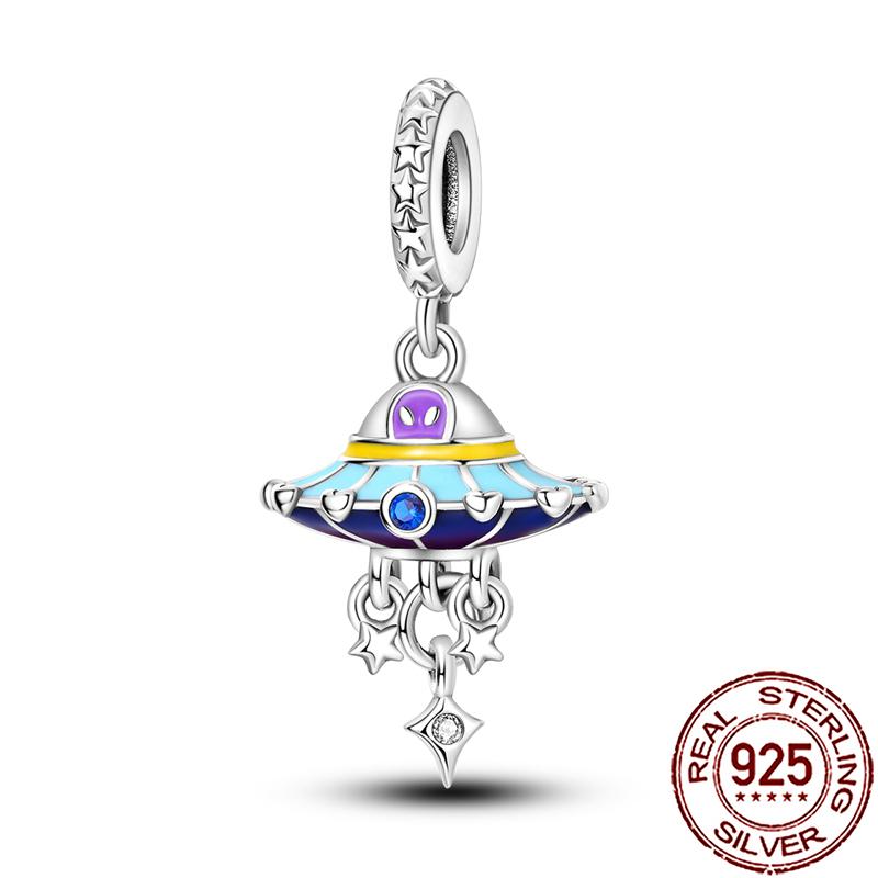 Charms Copper Moon Star Night Sky Galaxy Celestial Dangle Beads Fit Snake Chain Bracelet Necklace Women Diy Jewelry