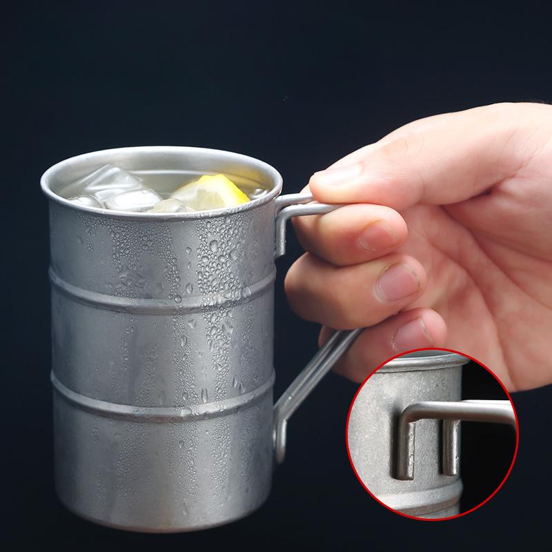 Vintage Stainless Steel Beer Mug Teacup Travel Camping Restaurant BBQ Draft Water Cup Creative Cold Drink Coffee Cups Tableware