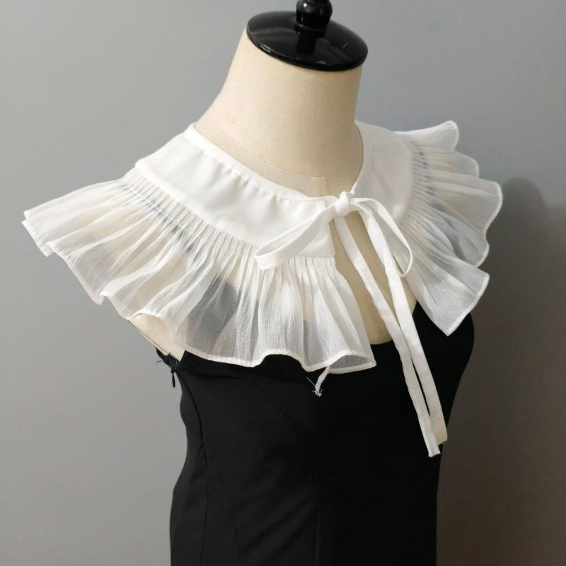 Vintage Ruffle Lace Collar Detachable Faux Collar Women and Girl Neckwear Blouse Skirt Decorative Collar for Theme Event