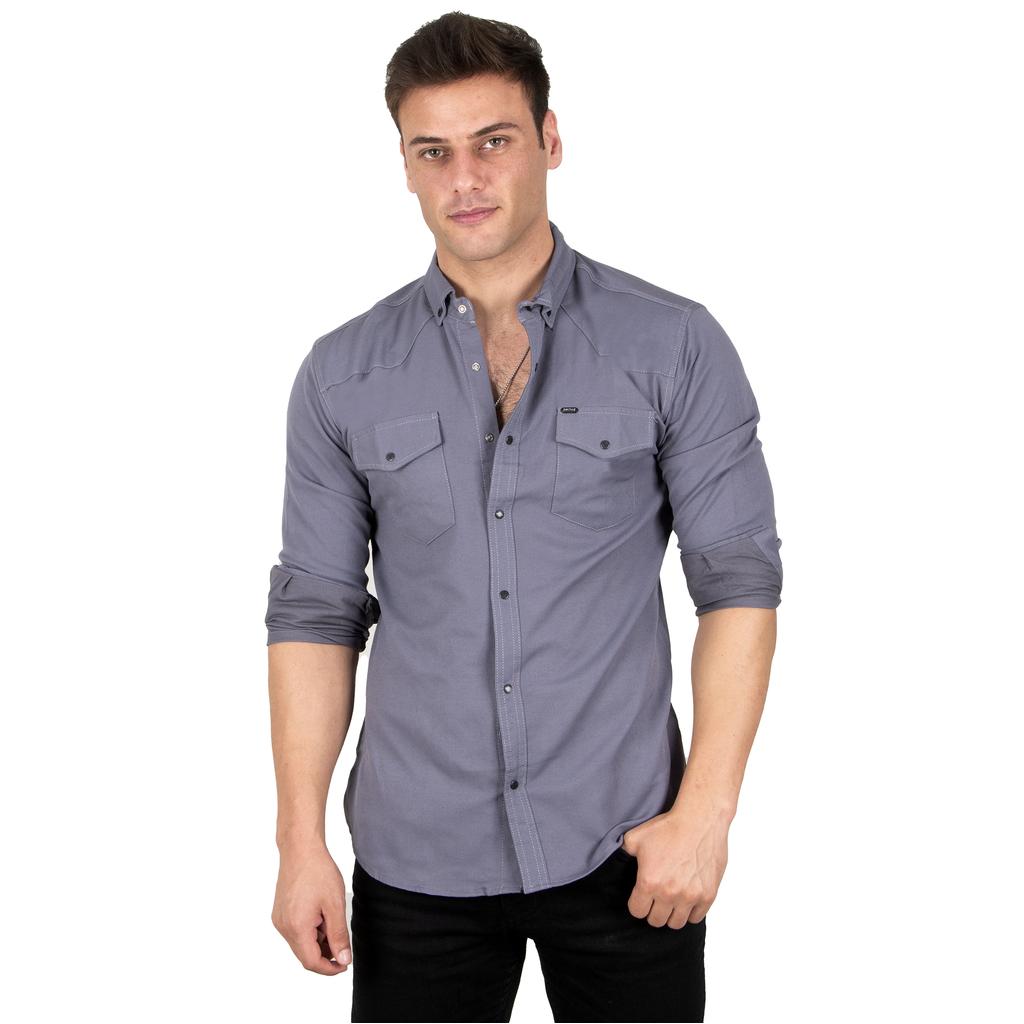 DeepSEA Herren-Jeanshemd mit Druckknopftasche und doppelter Klappe 2300410