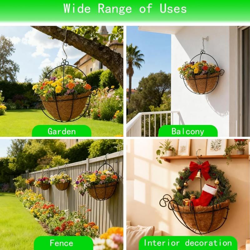 3x Semicircle Coco Fiber Liners for Hanging Wall Baskets Flower Planter Liner