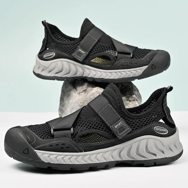 

Летние мужские сандалии из натуральной кожи, мужская повседневная обувь, уличные мужские кожаные сандалии для мужчин, пляжная обувь, римская мужская обувь 38 чёрный