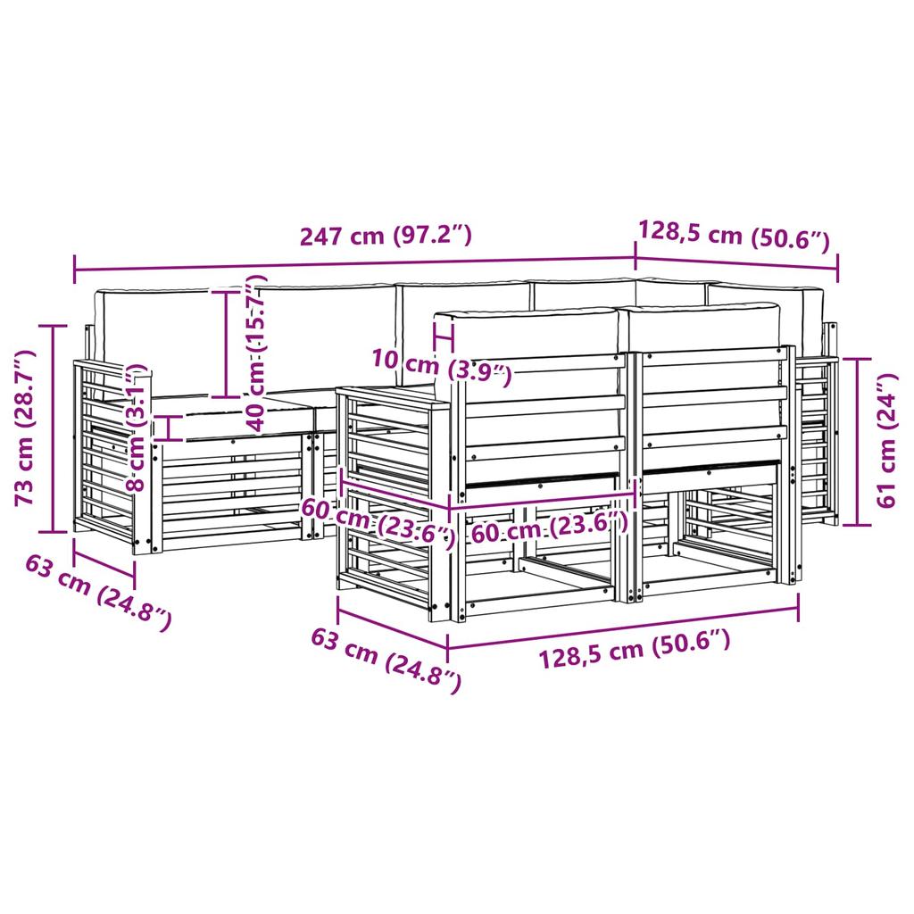 Outdoor Corner Sofa Set with Cushions 7 Pcs Natural and Anthracite