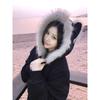Black Mountain Carving Cat Ear Jacket Men's And Women's Fur Collar Quilted Autumn And Winter Couple Cotton Clothes