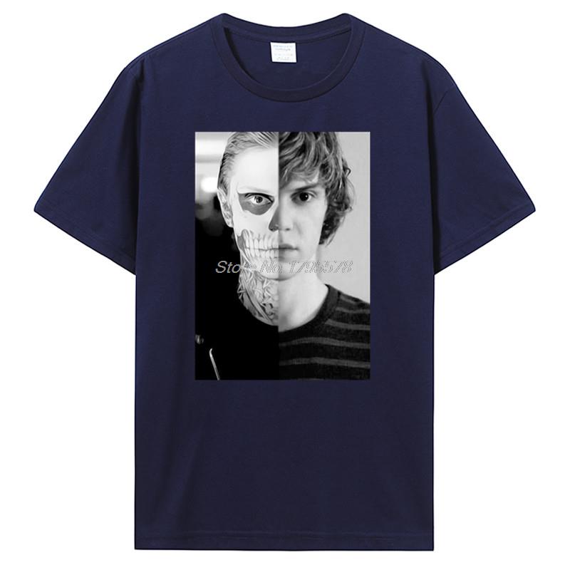 Unisex T Shirt Fashion Evan Peters Skull Ahs Roanoke Poster Unisexs Tshirt Funny Tees Tops Shirt Hipster Summer Harajuku Streetwear S