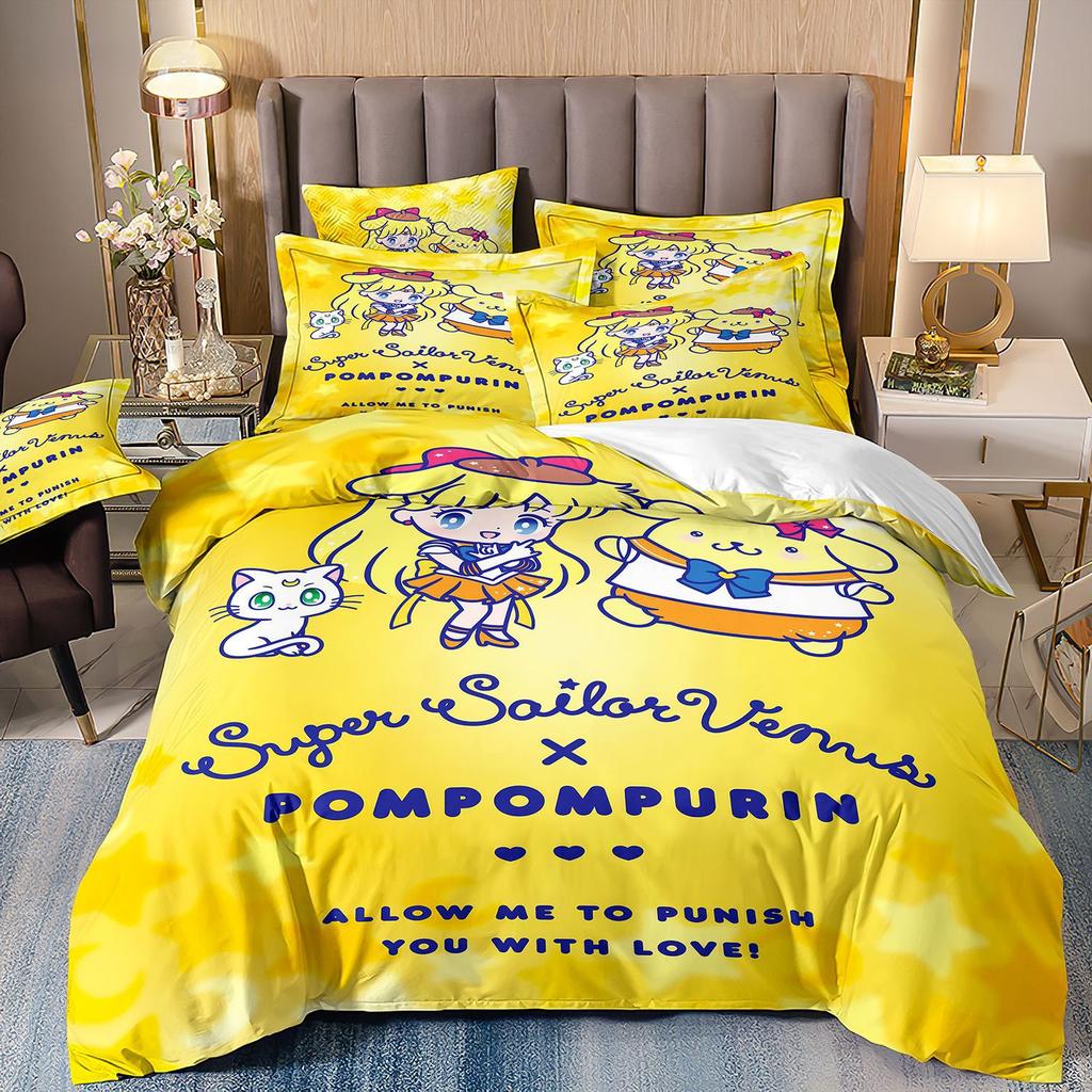 3D Digital Printing Cartoon Animation Children'S Bedding Pudding Dog Three-Piece Set