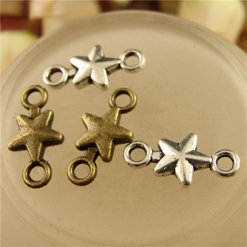 100 Stück/Beutel 15x7mm Fünfzackiger Stern Stil Verbinder Handgefertigte Anhänger Anhänger DIY für Armband Halskette.