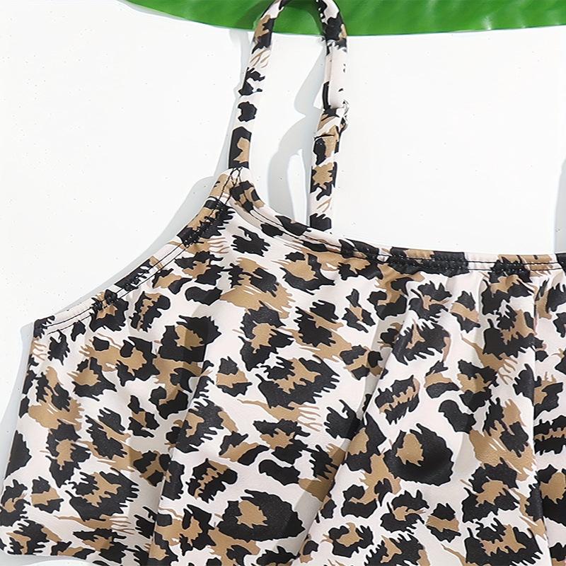 Leopard Print Children's Swimsuit 1011 New European and American Middle-aged and Older Children's Girls Beach Vacation Hot Spring Swimwear