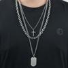 Titanium Steel Cross Pendant Necklace Men Women Layered Hip Hop Choker Chain Vintage Style Minimalist Jewelry