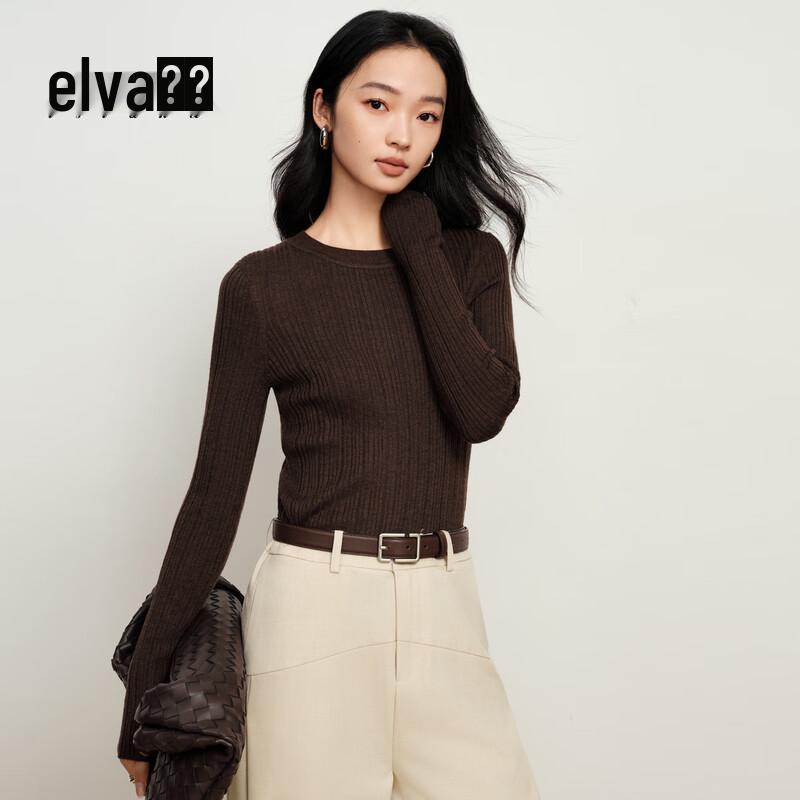 Elva' Island Women's Solid Slim-Fit Long-Sleeve Knit Top