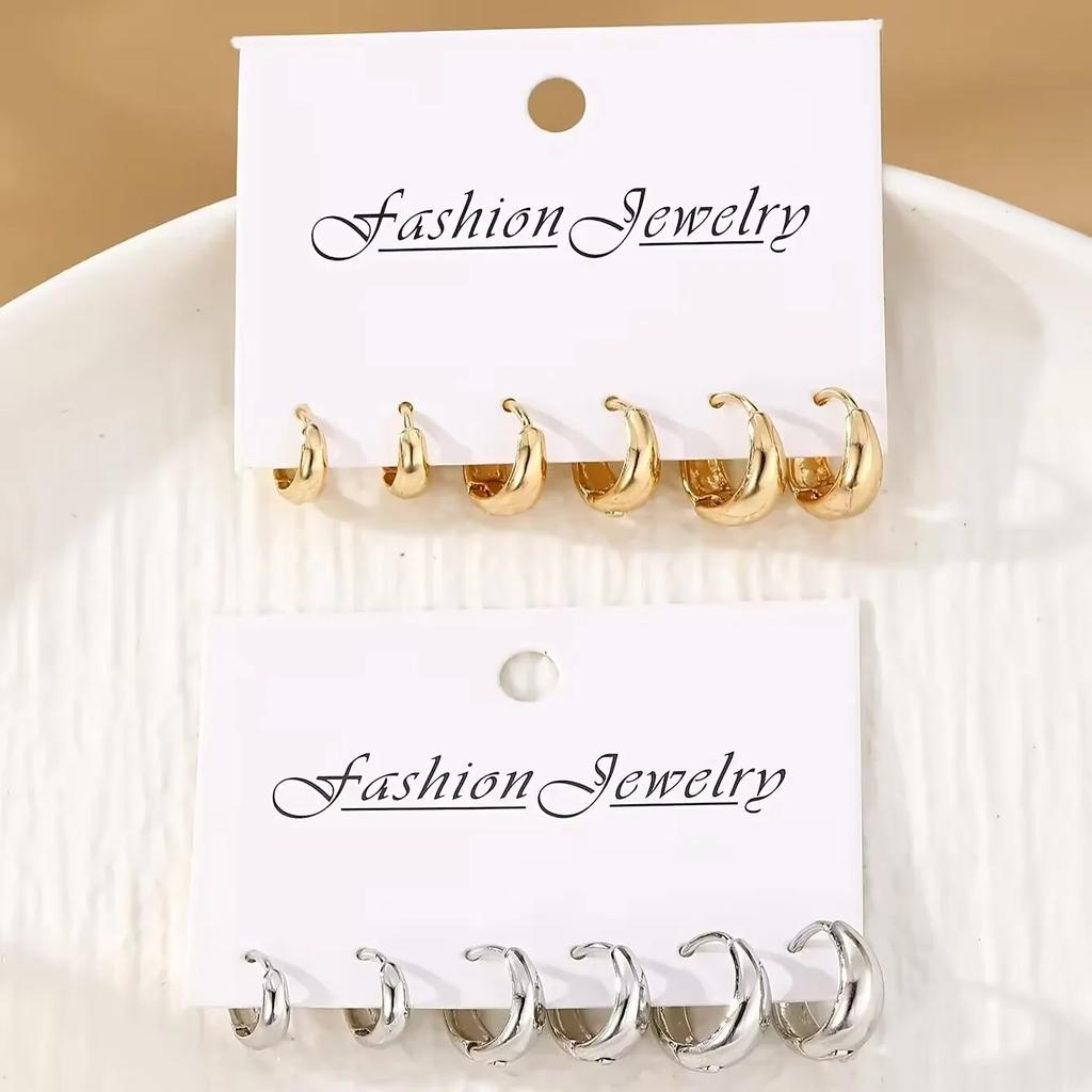 6 Pcs Vintage Copper Metal Earrings Set For Women And Man Fashionable And Minimalist Hoop Earring Daily Wear Jewelry New 2026