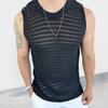 Léto Muži Pletená vesta bez rukávů s výstřihem do O Jednobarevný Slim Fit Vyhloubený Tenký pulovr Topy Streetwear