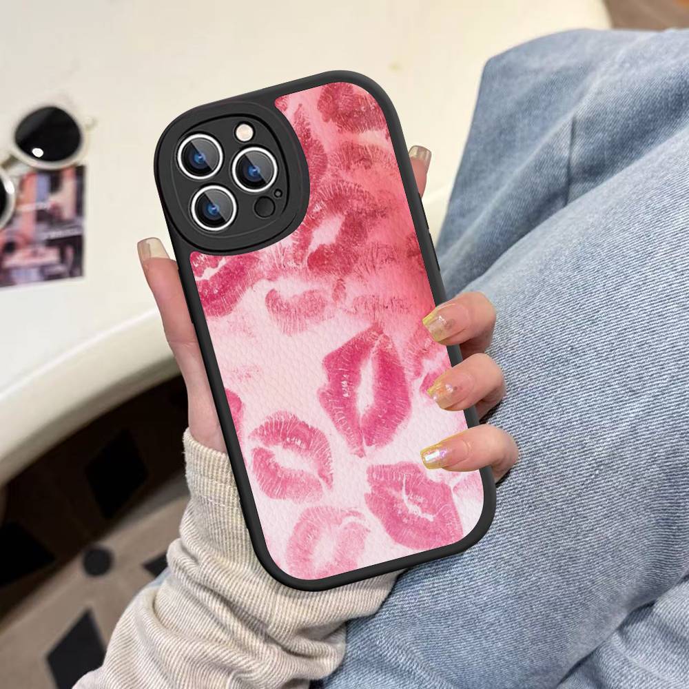 Sexy Girl Red Lips Kiss Phone Cover For IPhone 16 15 14 13 12 11 Pro Max Plus Leather Soft Case