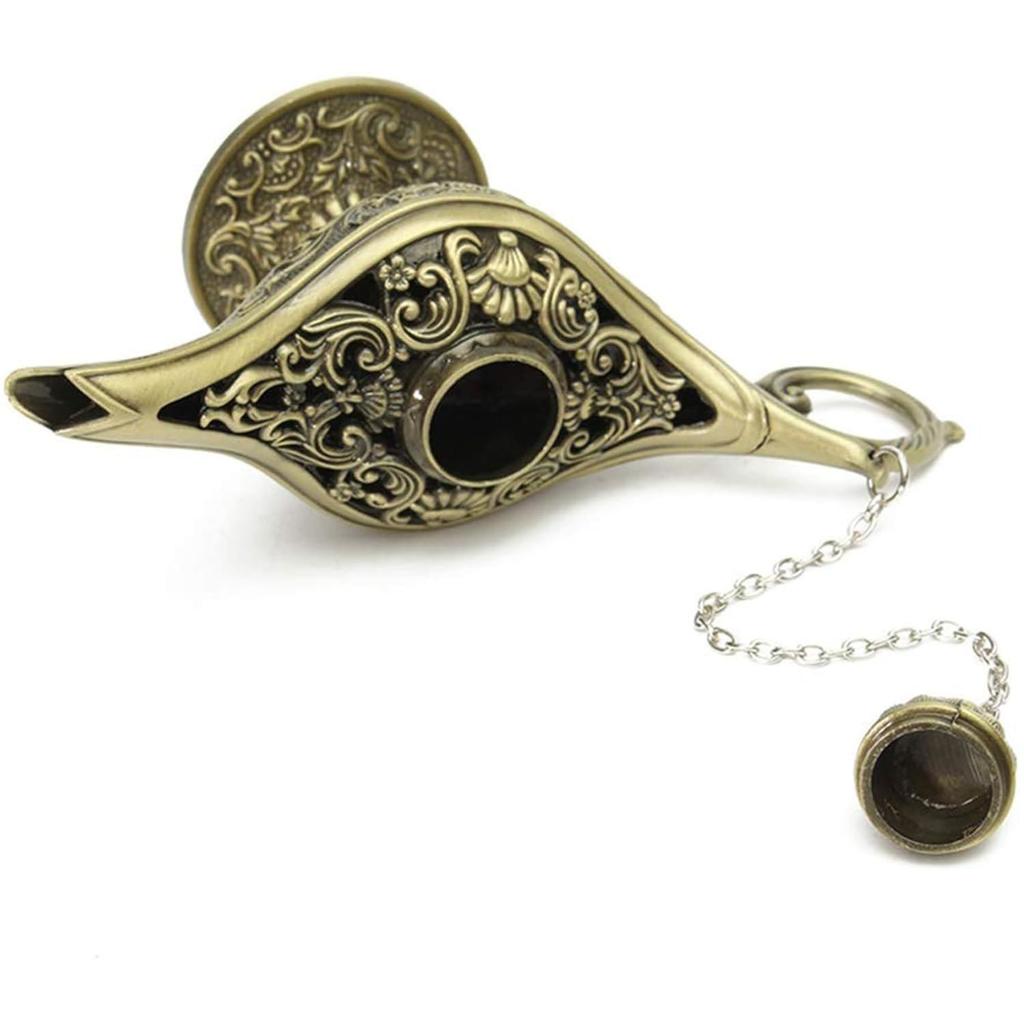 Zinc Alloy Classic Vintage Collectible Rare Legend Magic Genie Alladin Chirag Lamp for Home Office Table Housewarming Decoration Unique Gift