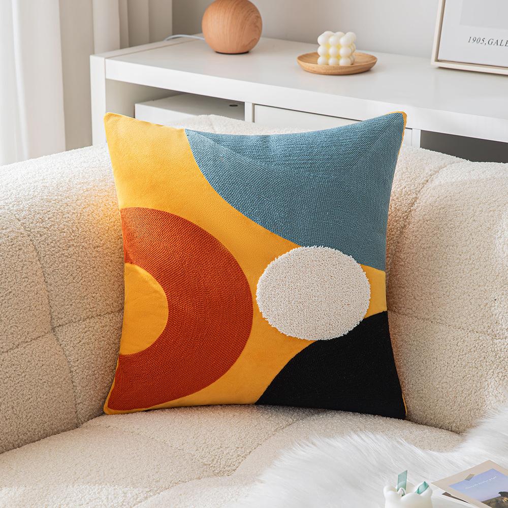 

Абстрактная Простая Наволочка Подушка для дивана В стиле Инс Цветная вышивка Подушка для головы Офисная подушка для поясницы 45 * 45Cm without core