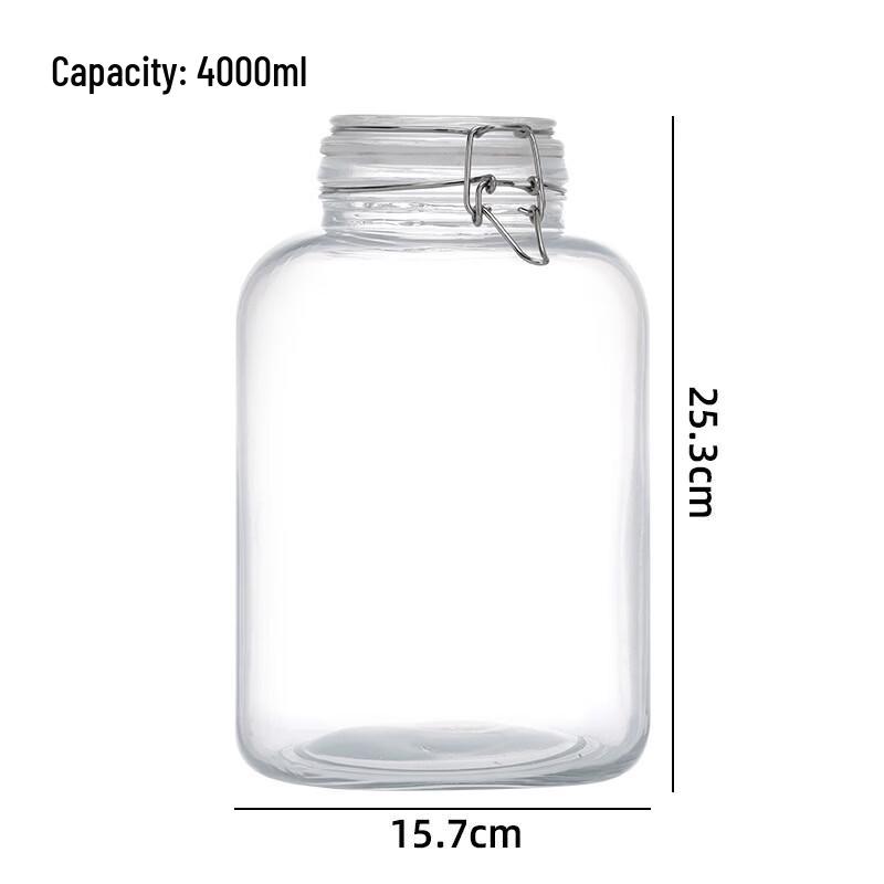 4000ml Square Glass Airtight Storage Jar