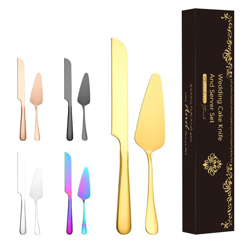 2Pcs Wedding Cake Cutter Server Set Stainless Steel Flatware Cake Cutting Set Elegant Wedding Cake Cutting Utensils Reusable