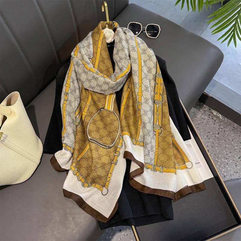 New Summer Autumn Light Thin Soft Long Silk Scarf Advanced Scarf All-Matching Ladies Shawl Elegant Temperament Printing Scarf