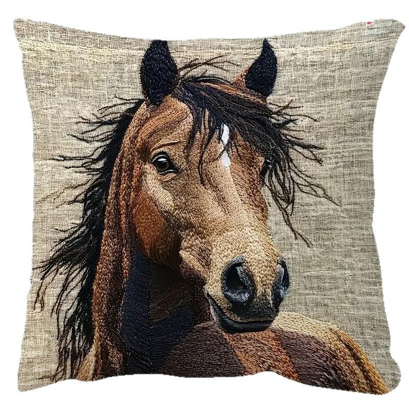45X45Cm Retro Wild Animals Pillowcase Black Goat Reindeer Horse Yak Pillow Cover Home Decor Sofa Car Anilas Cushion Cover