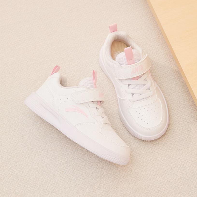 Anta Kids Retro Casual Versatile Non-Slip Wear-Resistant Low-Top Kids Skate Shoes Kids Sneakers White Pink A332419910H-4