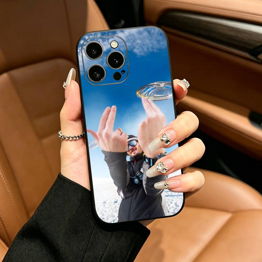 Singer Rapper J-JUL-ES Gesture Phone Case For iPhone 17,16,15,14,13,12,11 Pro Max,16Plus,XS Soft Black Cover