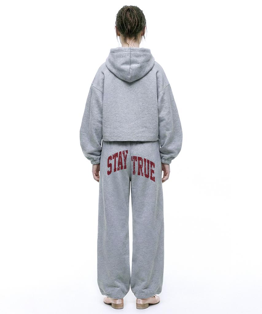 [Set] Arch Stay Burgundy String Oversized Crop Hoodie + Single-Pleat Wide Pants - Melange