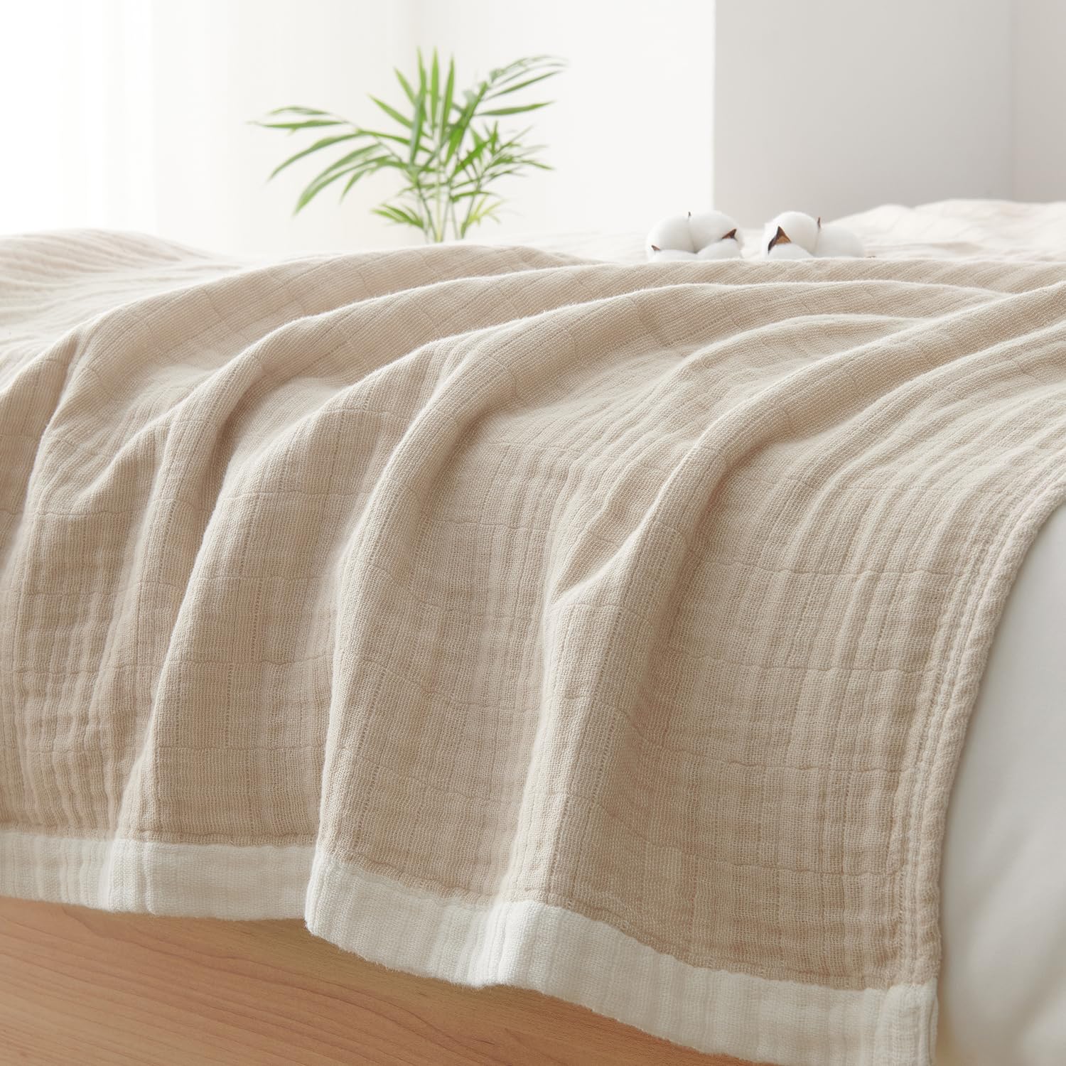 

Atokazo Летнее полотенце из марли Влага для кожи Все кондиционеры Лето Кожа Марля Нап Бежевый Плед, Одинарный, Использование, 4-слойная марля, 100% хлопок, Плед, бежевый