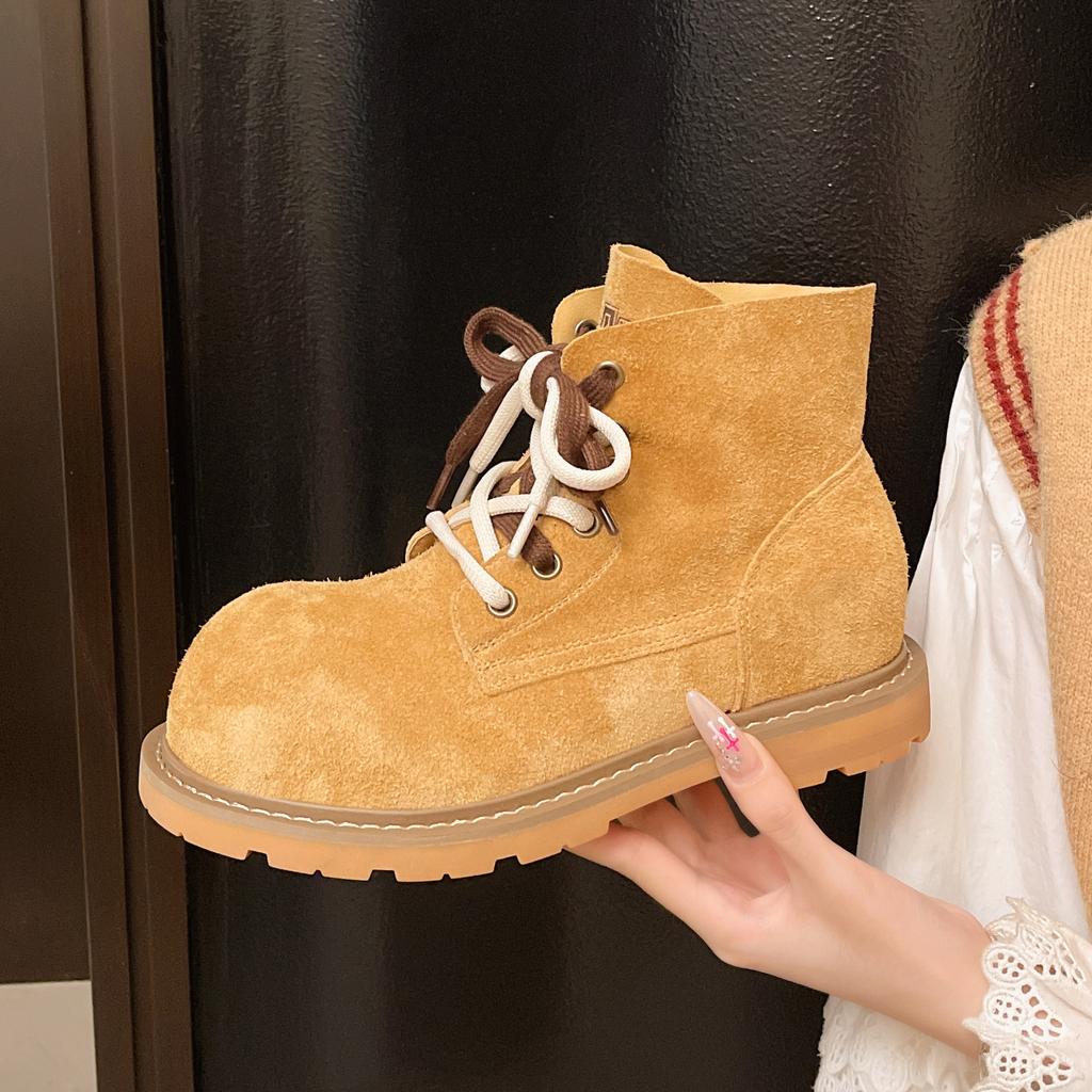 Stylish and Handsome~ Thick-soled and Versatile High Martin Boots for Women's 2025 Autumn New Big-headed Pair of Shoelaces Tooling Short Boots