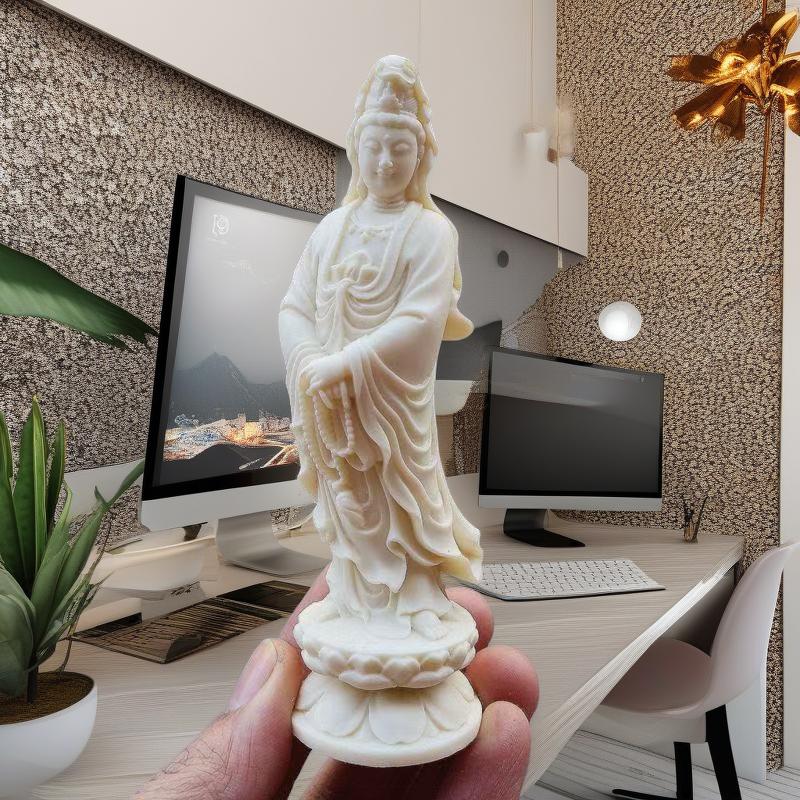 Harz Guanyin Figuren Figur, Chinesische Buddha Statuen, Zuhause Wohnzimmer, Zimmer, Büro, Feng Shui Dekoration Statue, 4.71in